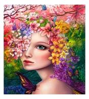 Mozaika diamentowa 5D - Kobieta w kwiatach 40x30cm