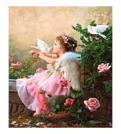 Mozaika diamentowa 5D Dziewczyna z gołebie 40x30cm