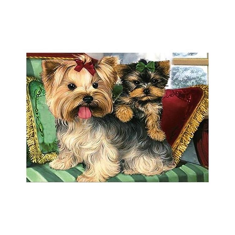 Mozaika diamentowa 5D - Yorki 40x30cm