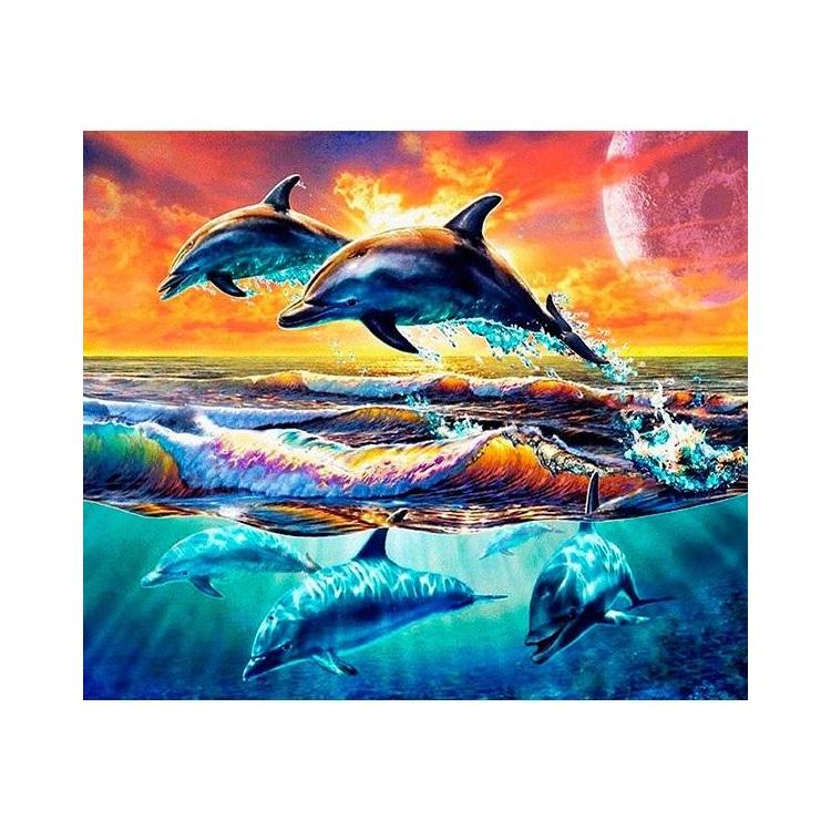 Mozaika diamentowa 5D - Delfiny 40x30cm