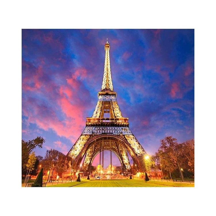 Mozaika diamentowa 5D - Wieża Eiffla nocą 40x30cm