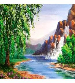 Mozaika diamentowa 5D - Wodospad 40x30cm