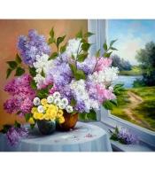 Mozaika diamentowa 5D - Kwiaty 40x30cm