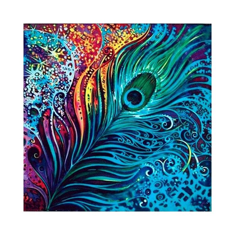 Mozaika diamentowa 5D - Pawie Pióro 40x30cm