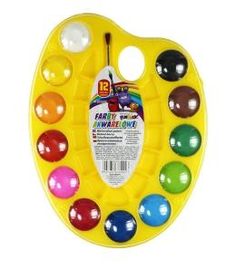 Farby akwarelowe w paletce 12 kolorów