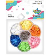 Zestaw cekiny 7mm okrągłe + szpilki 15mm mix