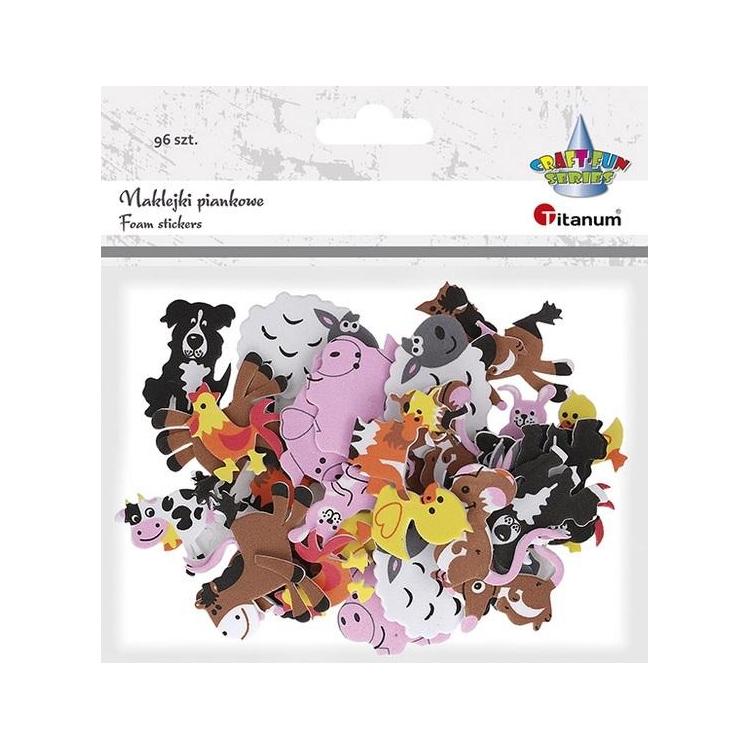 Naklejki piankowe zwierzęta zagrodowe mix 96szt