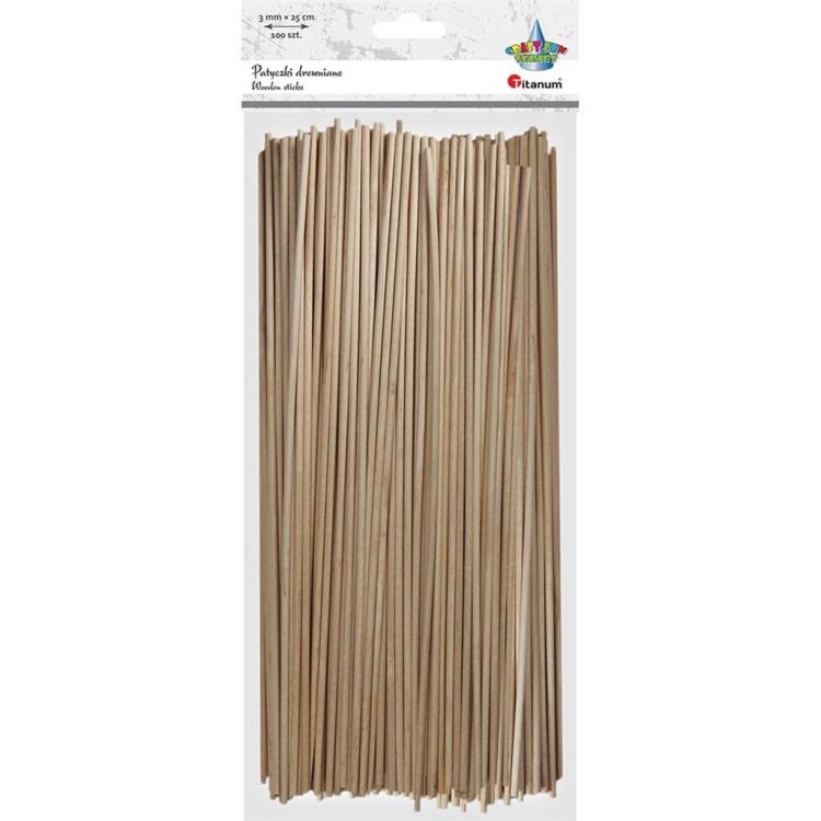 Drewniane patyczki ogkrągłe 3x250mm 100szt