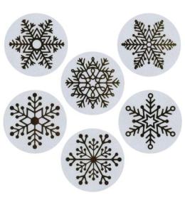 Naklejki papierowe na taśmie Śnieżynki 25mm 500szt