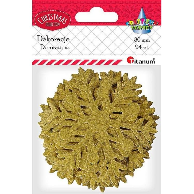 Naklejki papierowe płatki sniegu 24szt złote