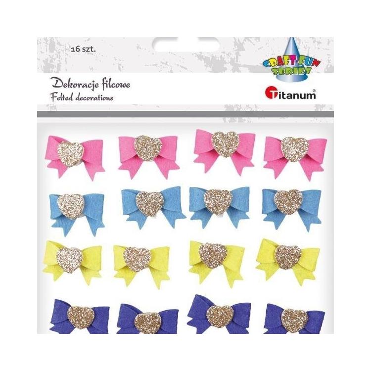 Filcowe kokardy 3D samoprzylepne 30x20mm mix 16szt