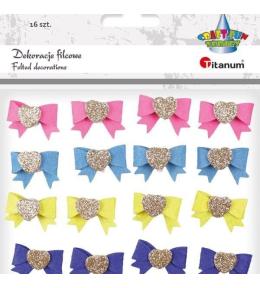 Filcowe kokardy 3D samoprzylepne 30x20mm mix 16szt