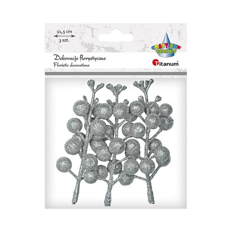 Gałązki owoców winobluszczu srebrne 3szt