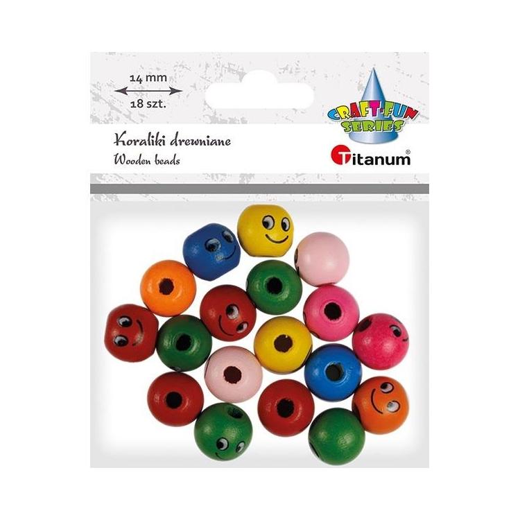Koraliki plastikowe okrągłe z twarzą 18szt