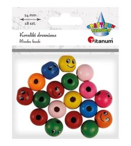 Koraliki plastikowe okrągłe z twarzą 18szt