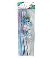 Zestaw druciki, pompony, oczka pastelowy 80szt