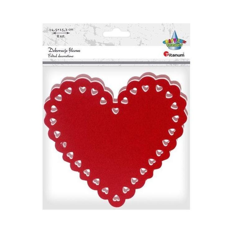 Filcowe serca 155x145mm mix 8szt