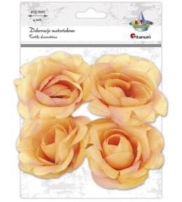 Materiałowe róże 3D 75mm herbaciane 4szt