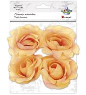 Materiałowe róże 3D 75mm herbaciane 4szt