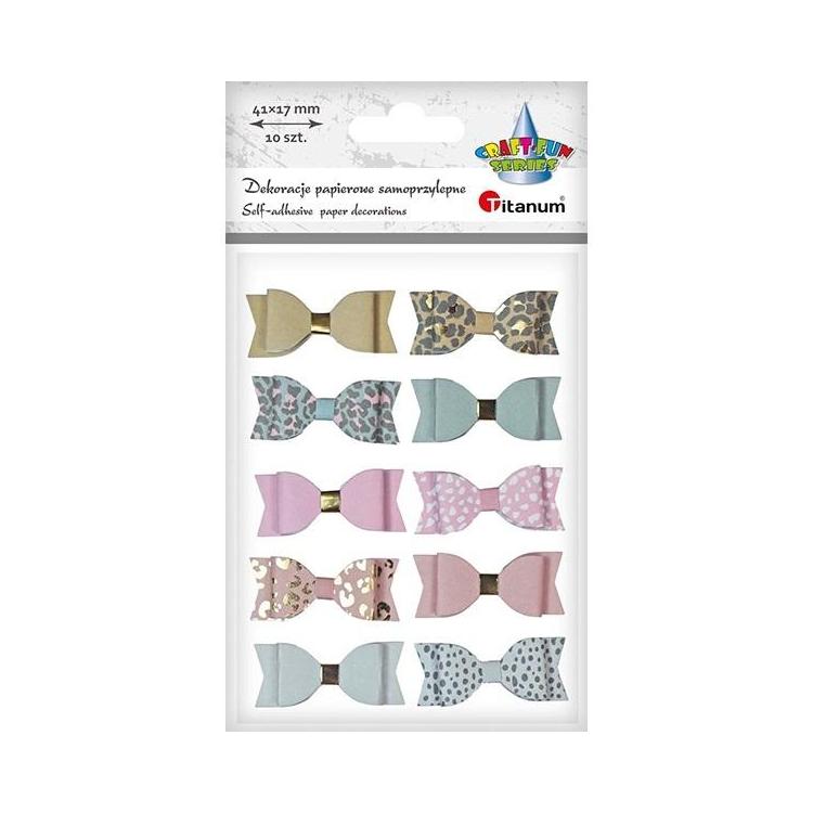 Naklejki papierowe 3D kokardki 10szt