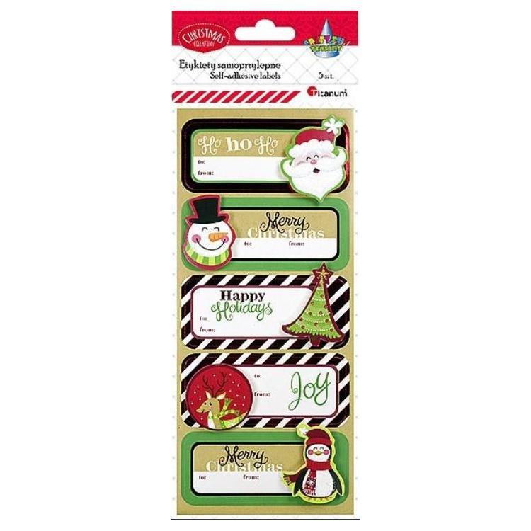 Karnety samoprzylepne 3D Boże Narodzenie 5szt