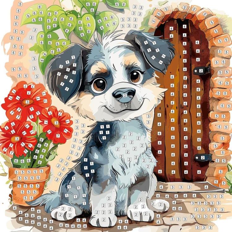 Mozaika piankowa siedzący pies 25x25cm