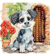 Mozaika piankowa siedzący pies 25x25cm