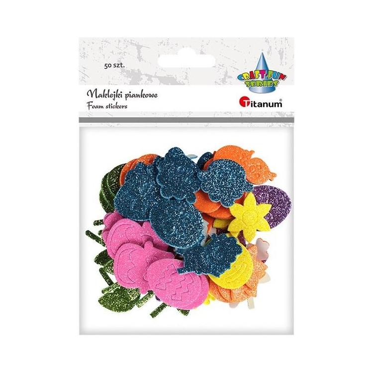 Naklejki piankowe brokatowe mix 50szt