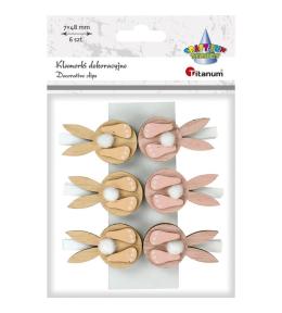 Ozdoba drewniana Klamerki zajączki 6szt