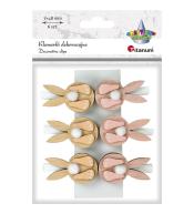 Ozdoba drewniana Klamerki zajączki 6szt