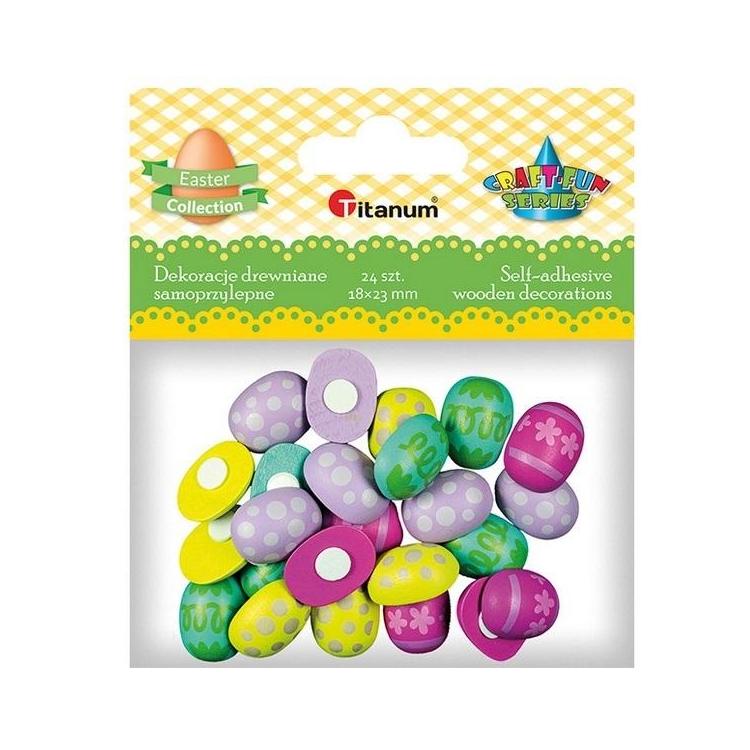 Drewniane pisanki 3D 18x23mm mix 24szt