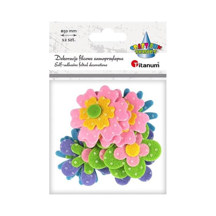 Naklejki filcowe 3D kwiaty 12szt
