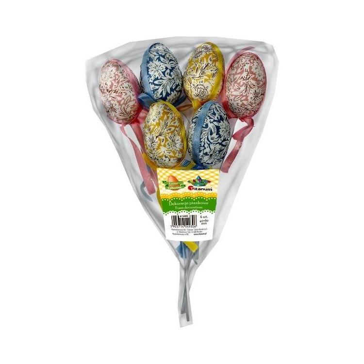 Jajka styropianowe 38x58mm 3 kolory 6szt