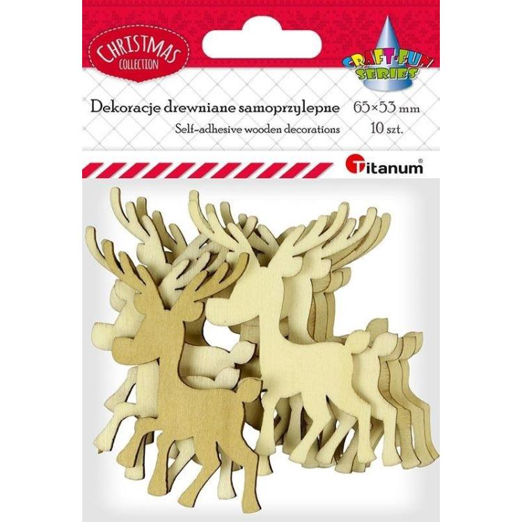 Drewniane renifery samoprzylepne 10szt
