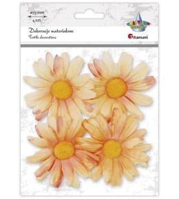 Materiałowe margerytki 3D 75mm różowe 4szt