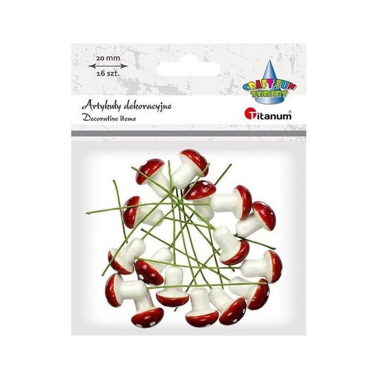 Muchomory styropianowe 17x20mm drucik 55mm 16szt