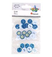 Guziki plastikowe okrągłe 15mm niebies mix 30szt