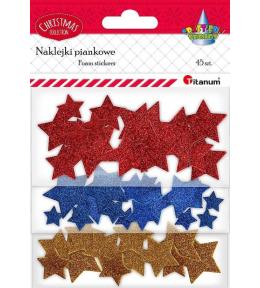 Naklejki piankowe brokatowe gwiazdki mix 45szt.