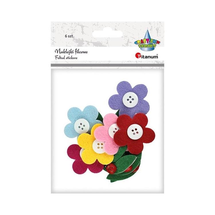 Naklejki filcowe 3D kwiaty 6szt
