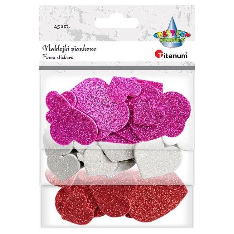 Naklejki piankowe serca mix 45szt