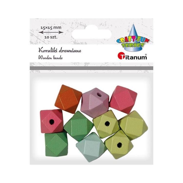 Koraliki drewniane kostki ścięte 10szt