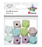 Koraliki drewniane kostki ścięte pastel 10szt