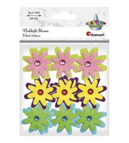 Naklejki filcowe 3D kwiaty z kryształem mix 18szt