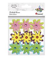 Naklejki filcowe 3D kwiaty z kryształem mix 18szt