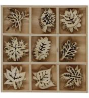 Drewniane dekoracje w pudełku mix 45szt