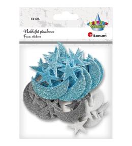 Naklejki piankowe brokat księżyce, gwiazdy 60szt