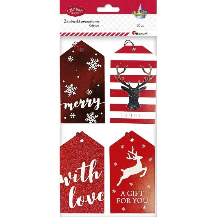 Zawieszki prezentowe B. Narodzenie czerwone 20szt.