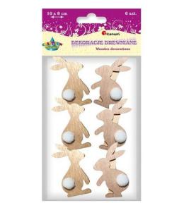 Ozdoba drewniana Klamerki króliczki mix 6szt