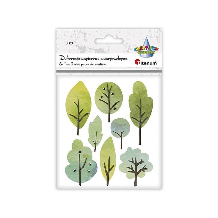 Naklejki papierowe 3D drzewa 8szt