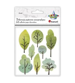 Naklejki papierowe 3D drzewa 8szt